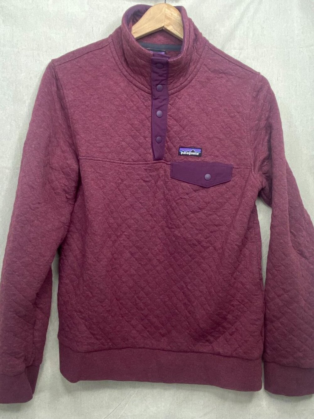 Patagonia Snap-T Quilted Pullover Sweater Organic Cotton Medium Maroon - Unisex